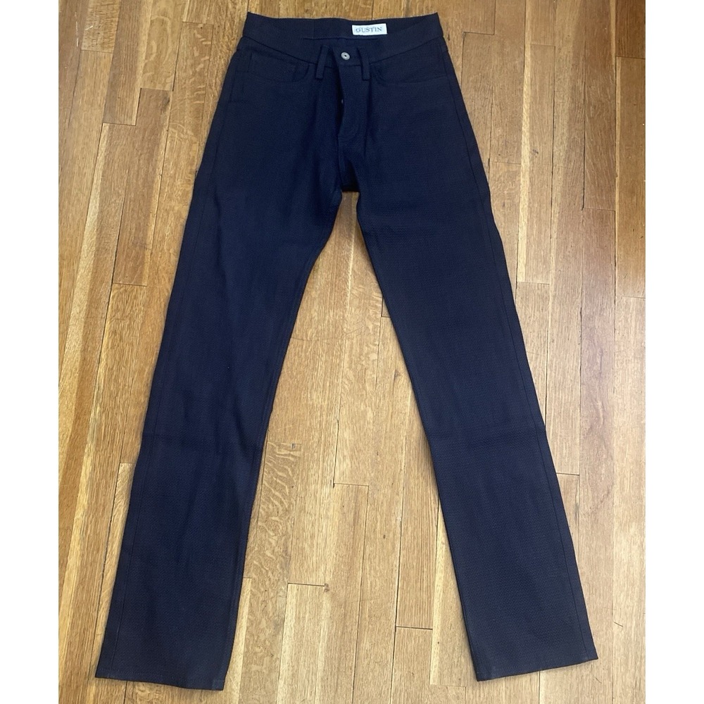 Gustin California Straight Black Waffle Weave Jeans Men's 28x34 Button Fly USA
